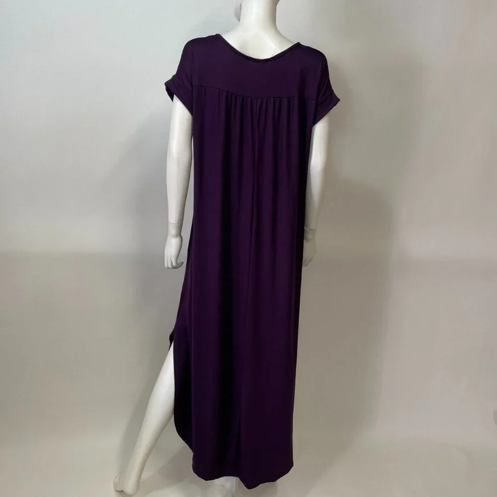 Entro Purple Short Sleeve Pocket Maxi Dress - Picture 3 of 5